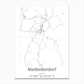 Marktoberdorf,Germany Minimalist Map Canvas Print