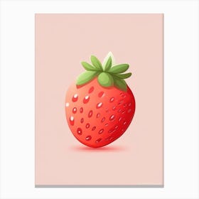 A Single Strawberry, Cute, Kawaii Canvas Print