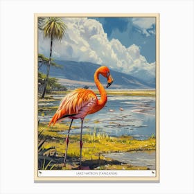 Greater Flamingo Lake Natron Tanzania Tropical Illustration 6 Poster Canvas Print