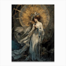 Lady With A Clock Canvas Print