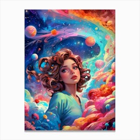 Girl In Space Canvas Print