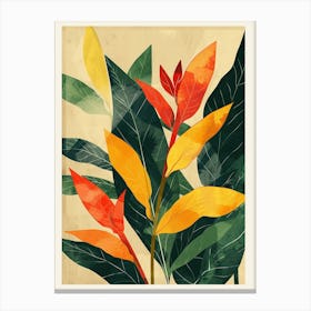 Botanical Tropical Leaves Groovy 17 Canvas Print