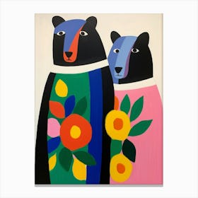 Colourful Kids Animal Art Black Bear 2 Canvas Print