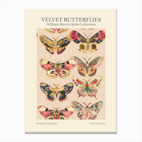 Velvet Butterflies Collection Pink Butterflies William Morris Style 11 Canvas Print