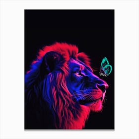 Lion With Butterfly Canvas Print