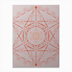 Geometric Abstract Glyph Circle Array in Tomato Red n.0044 Canvas Print
