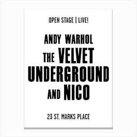 Warhol Velvet Underground And Nico Live Concert Poster Canvas Print