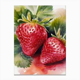 Strawberry Watercolor Painting Canvas Print