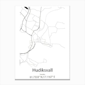 Hudiksvall,Sweden Minimalist Map Canvas Print