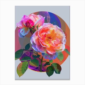 English Roses Circle Painting Abstract 4 Canvas Print