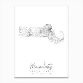 Massachusetts Minimal Street Map Canvas Print