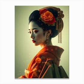 Geisha Portrait Painting Canvas Print