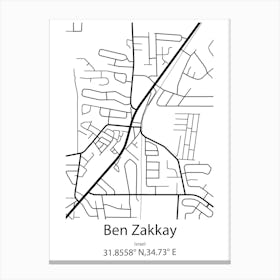 Ben Zakkay,Israel Minimalist Map Canvas Print