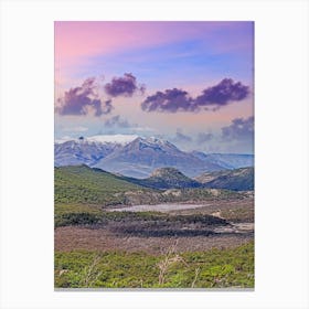 Sunset Over A Mountain Range Canvas Print