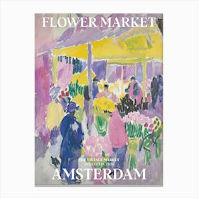 Vintage Flower Market Painting Amsterdam 3 Canvas Print