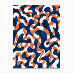 Design Dark blue and orange Abstract organic shapes Canvas Print