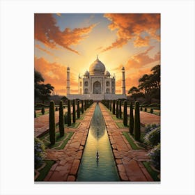 Taj Mahal's Awe-Inspiring Skyline View Canvas Print
