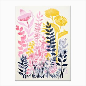 Colourful Botanical Risograph Style 24 Canvas Print