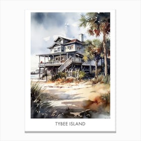 Tybee Island Watercolor 3travel Poster Canvas Print