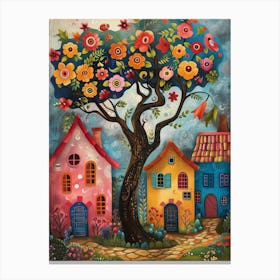 Tree And A House Canvas Print