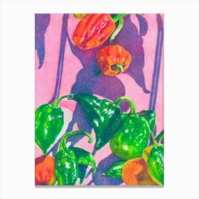 Serrano Pepper Risograph Retro Poster vegetable Canvas Print
