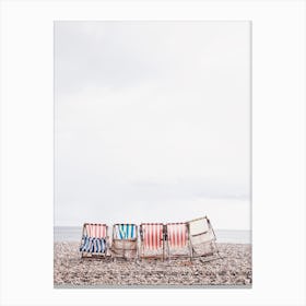 Colored Striped Beach Chairs Beach Seaton Canvas Print