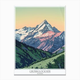 Grossglockner Austria Color Line Drawing 8 Poster Canvas Print