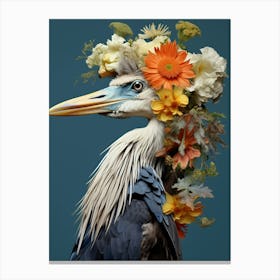 Bird With A Flower Crown Great Blue Heron 1 Canvas Print