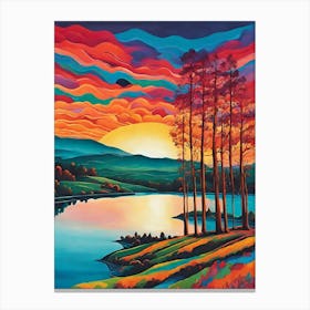 Sunset Over The Lake 6 Canvas Print