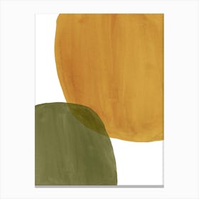 Abstract Watercolor Painting, green and mustard Canvas Print