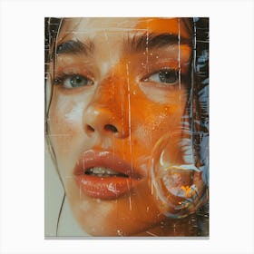 Portrait Of A Woman With Bubbles Canvas Print