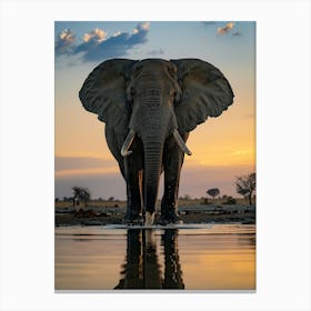 Elephant At Sunset Canvas Print