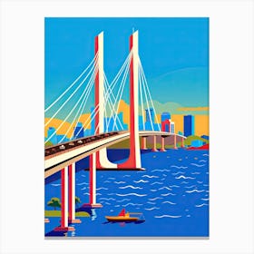 Bandra Worli Sea Link Bridge, India Colourful 3 Canvas Print