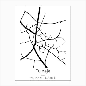 Tuineje,Spain Minimalist Map Leinwandbilder