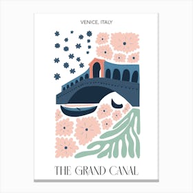 The Grand Canal   Venice, Italy , Travel Poster In Cute Illustration Canvas Print