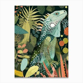 Green Galápagos Land Iguana Abstract Modern Illustration 5 Canvas Print