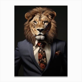 African Lion Wearing A Suit 5 Canvas Print