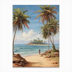 Palm Trees On The Beach art print Canvas Print