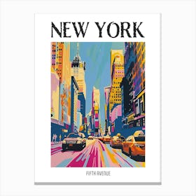 Fifth Avenue New York Colourful Silkscreen Illustration 3 Poster Canvas Print