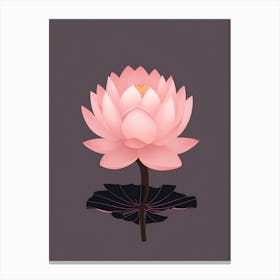 A Pink Lotus In Minimalist Style Vertical Composition 79 Canvas Print