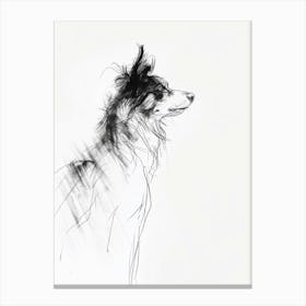 Border Collie Dog Charcoal Line 3 Canvas Print