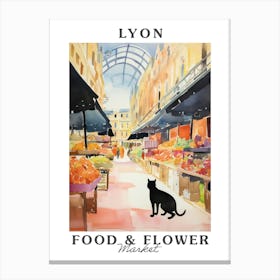 Food Market With Cats In Lyon 2 Poster Canvas Print