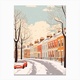 Vintage Winter Travel Illustration Windsor United Kingdom 4 Canvas Print