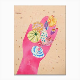 Hand Holding Seashells Canvas Print