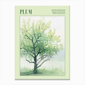 Plum Tree Atmospheric Watercolour Painting 4 Poster Canvas Print