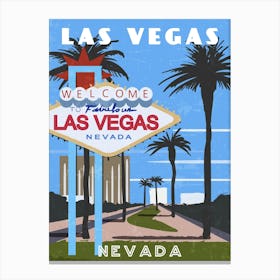 Las Vegas, USA — Retro travel minimalist poster Canvas Print