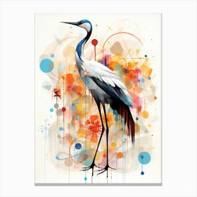 Bird Painting Collage Crane 2 Canvas Print