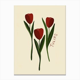 Neutral Red Tulips Canvas Print