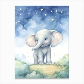 Elephant Painting Stargazing Watercolour 3 Canvas Print