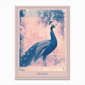 Peacock In A Palace Cyanotype Inspired 2 Poster Canvas Print